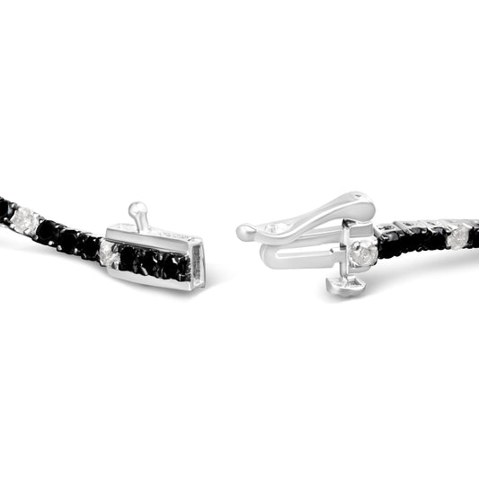 Pulsera de tenis de plata de ley .925 con diamantes negros y blancos de 3.0 quilates (color I-J, claridad I2-I3) - 7.25 pulgadas
