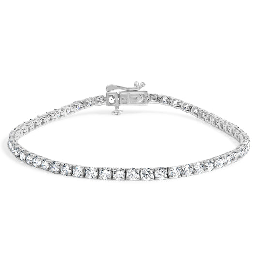 Pulsera de tenis de oro blanco de 14 quilates con diamantes cultivados en laboratorio de 5.0 quilates (color F-G, claridad VS1-VS2) - 7.25 pulgadas