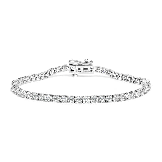 Pulsera de tenis clásica de oro blanco de 14 quilates con diamantes de laboratorio de 6.00 quilates - 7.25"