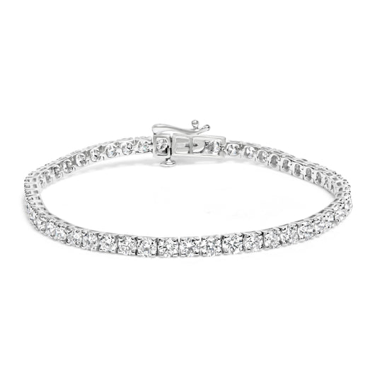 Pulsera de tenis de 7" de oro blanco de 14K con diamantes cultivados en laboratorio de 7.0 cttw engastados con 4 puntas