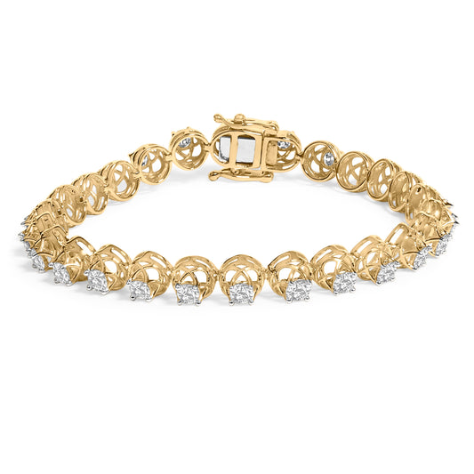 Pulsera de tenis de oro amarillo de 14 quilates chapada en plata de ley 925 con diamantes de 3 9/10 quilates estilo Buttercup