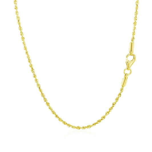 Cadena de cuerda sólida de oro amarillo de 10k con corte de diamante de 1.5mm
