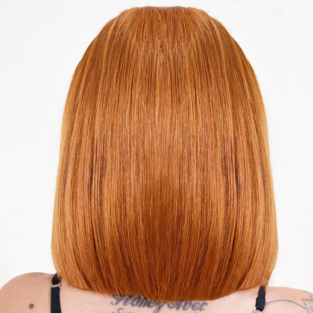 Cinnamon 13x4 Transparent Lace Front 100% Human Hair Bob Wig Luxegan