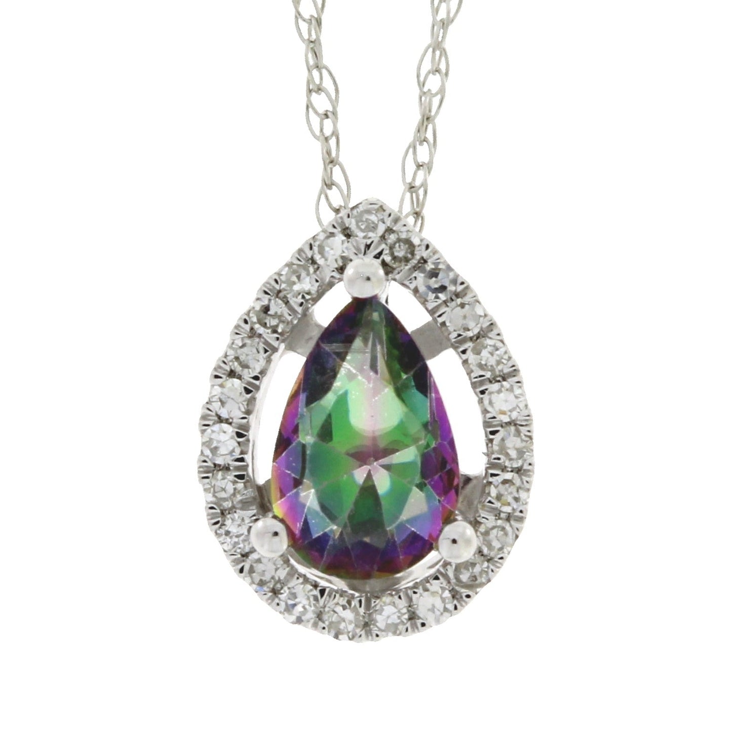 Colgantes de moda de topacio tratado y diamante Oro blanco de 14 K