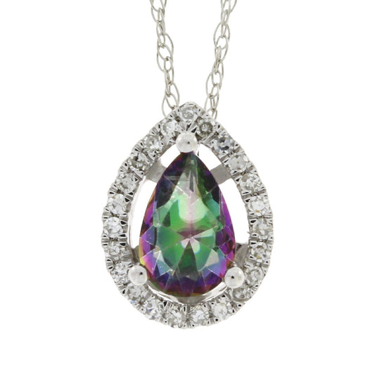Colgantes de moda de topacio tratado y diamante Oro blanco de 14 K