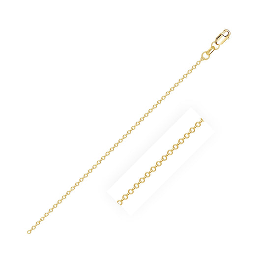 Cadena de eslabones tipo cable con corte de diamante de oro amarillo de 18k (0.80 mm)