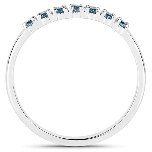 0.22 Carat Genuine Blue Diamond 14K White Gold Ring (I1-I2)