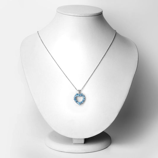 Colgante de plata de ley .925 con topacio azul suizo auténtico de 1,90 quilates