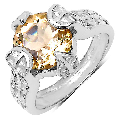 Juego de anillo, colgante y aretes de plata de ley .925 con citrino genuino de 11,40 quilates