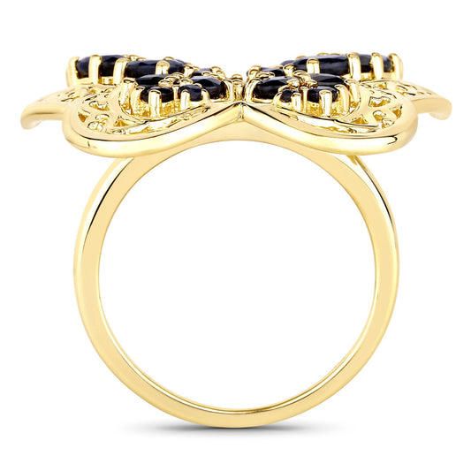 Anillo de plata de ley .925 con zafiro azul genuino de 2.86 quilates
