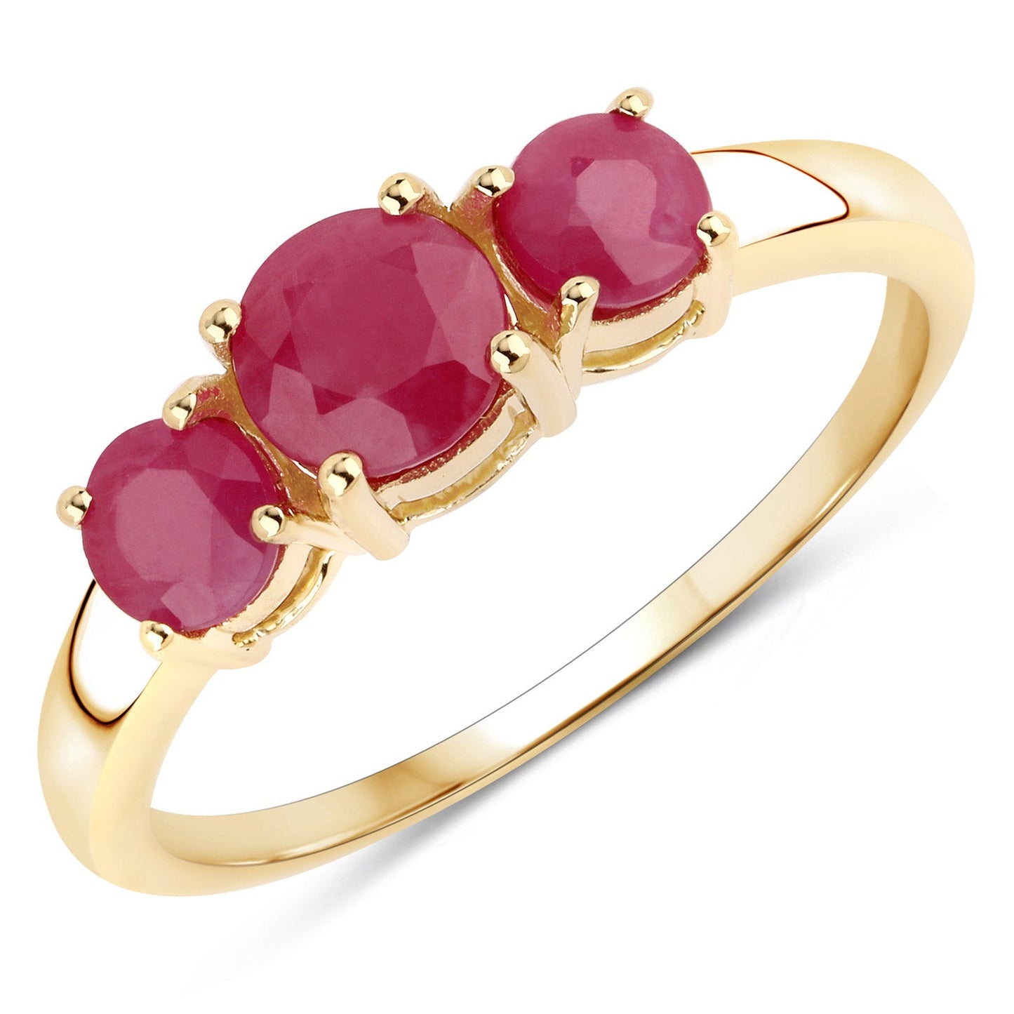 Anillo de oro amarillo de 14K con rubí auténtico de 1,15 quilates