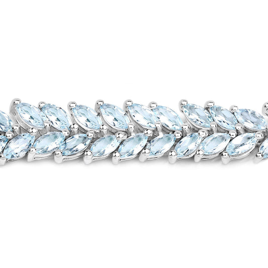 Pulsera de plata de ley .925 con aguamarina auténtica de 10.12 quilates