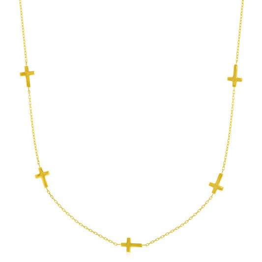 Gargantilla de oro amarillo de 14k con eslabones de cruz