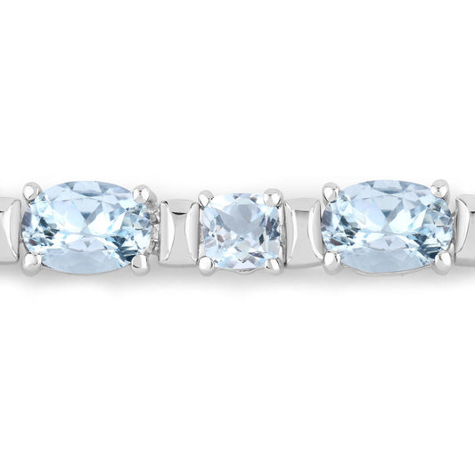 Pulsera de plata de ley .925 con aguamarina auténtica de 10.06 quilates