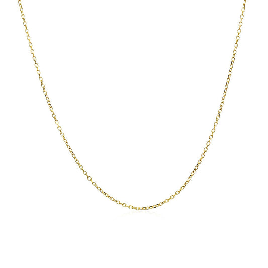 Cadena de eslabones tipo cable con corte de diamante de oro amarillo de 14k y 0.8mm