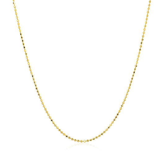 Cadena de oro amarillo de 14k con cuentas facetadas, 1.0mm