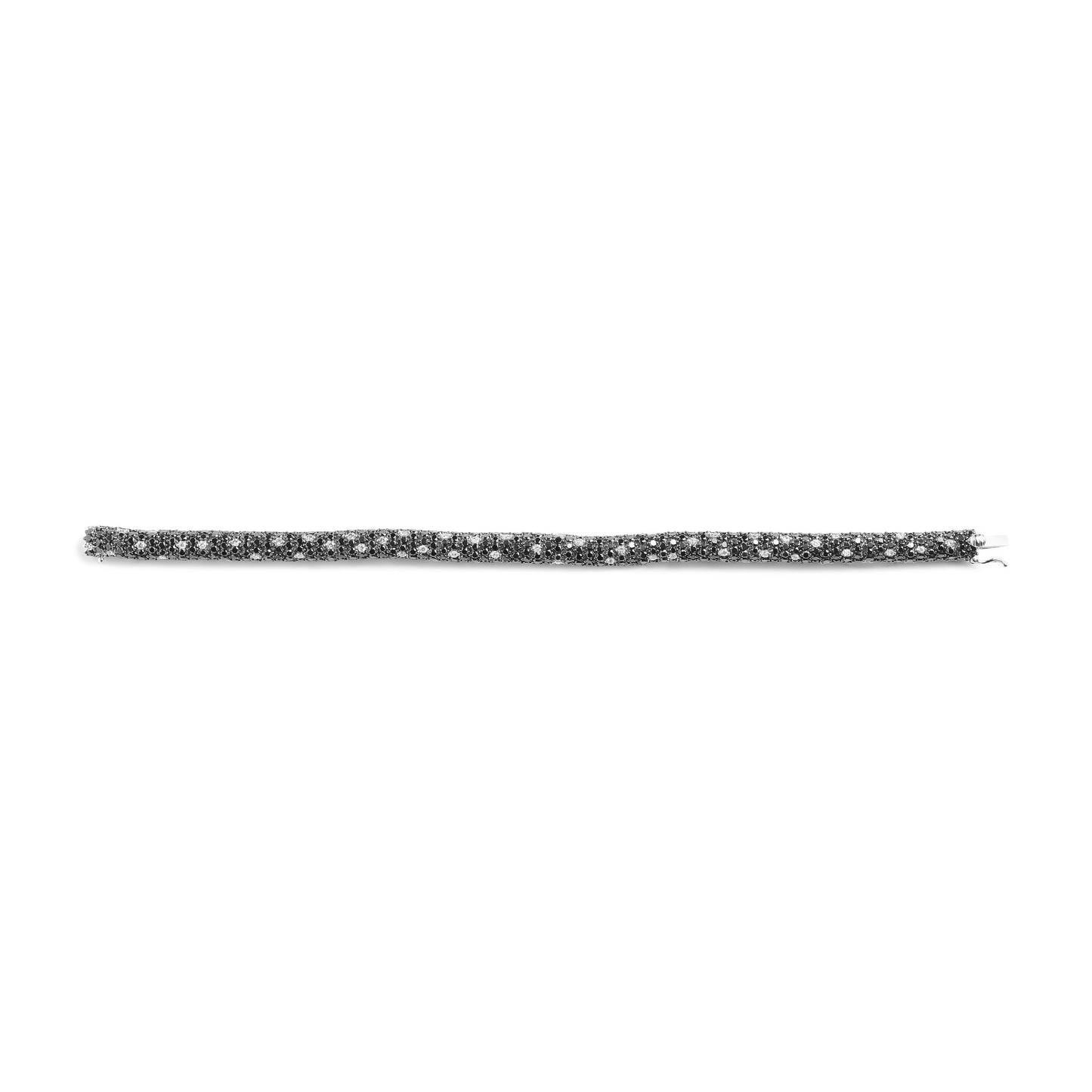 Pulsera de tenis estilo piel de serpiente con diamantes blancos y negros en pavé, de oro blanco de 18K y 20,0 quilates (color G-H y negro, claridad SI1-SI2) - Talla 7"