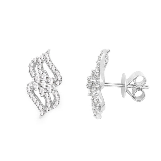 Pendientes de oro blanco de 14K con diamantes blancos auténticos de 0,68 quilates (color G-H, claridad SI1-SI2)