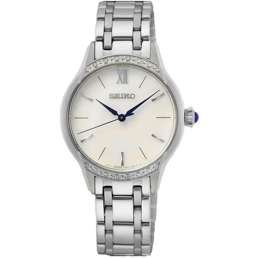 Seiko para mujer de acero inoxidable con esfera blanca