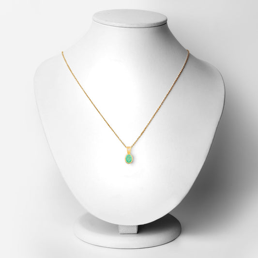 18K Yellow Gold Plated 0.67 Carat Genuine Emerald and White Topaz .925 Sterling Silver Pendant