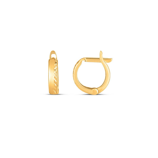 Pendientes de aro texturizados de oro amarillo de 14k (3x10mm)