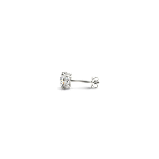 Pendientes de tuerca de diamante redondo cultivado en laboratorio de 1/2 quilate de peso total de oro blanco de 14k (G/VS2)