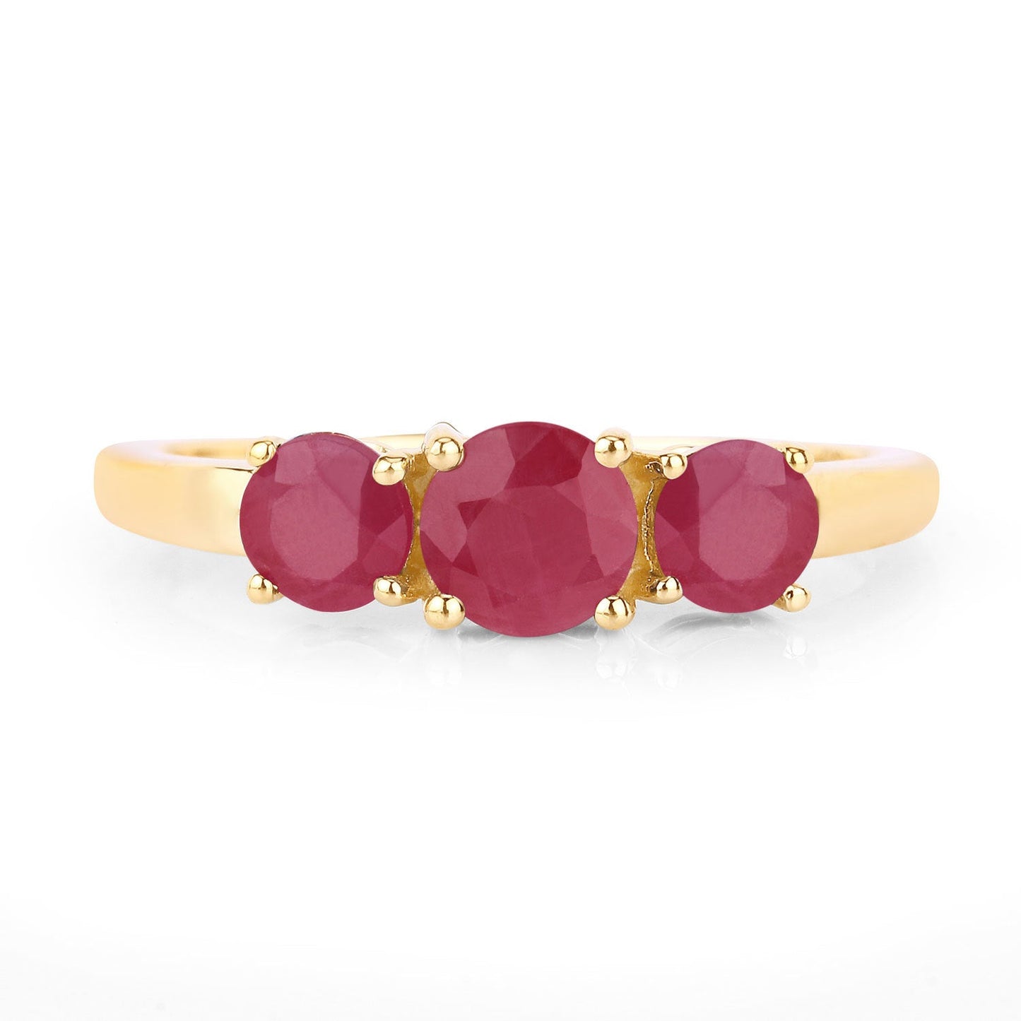 Anillo de oro amarillo de 14K con rubí auténtico de 1,15 quilates