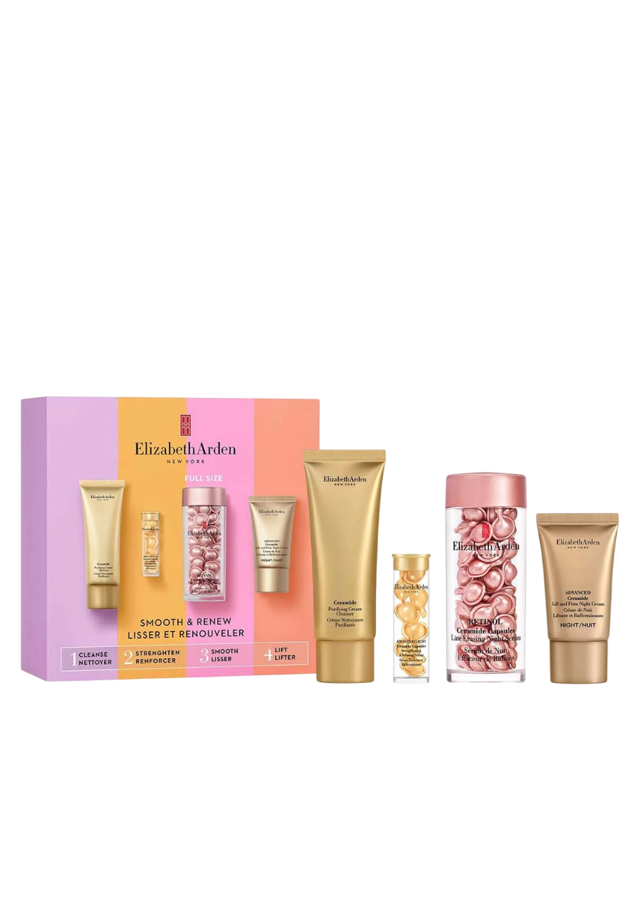 Set Elizabeth Arden: Ceramide, Eliminates Impurities, Cleansing Cream, 50 ml + Advanced Ceramide, Lift & Firm, Night, Cream, For Face, 15 ml + Advanced Ceramide, Restores, Serum Capsules, Face, 7 pcs + Retinol, Ceramide, Reduces Fine Lines & Wrinkles, ...