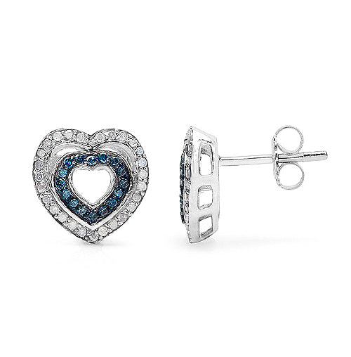 0.49 Carat Genuine Blue Diamond & White Diamond .925 Sterling Silver Earrings - view 2
