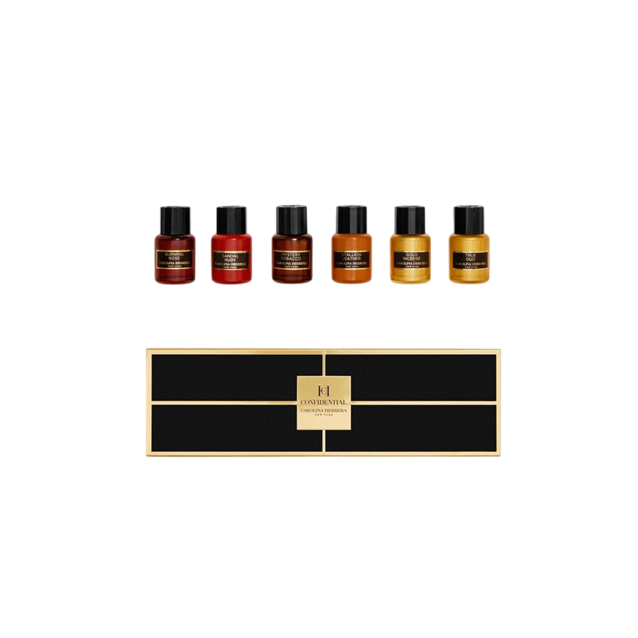 Set Carolina Herrera: Mystery Tobacco, Eau De Parfum, For Women, 5 ml + Stallion Leather, Eau De Parfum, For Women, 5 ml + Sandal Ruby, Eau De Parfum, For Women, 5 ml + Gold Incense, Eau De Parfum, For Women, 5 ml + True Oud, Eau De Parfum, For Women, ...
