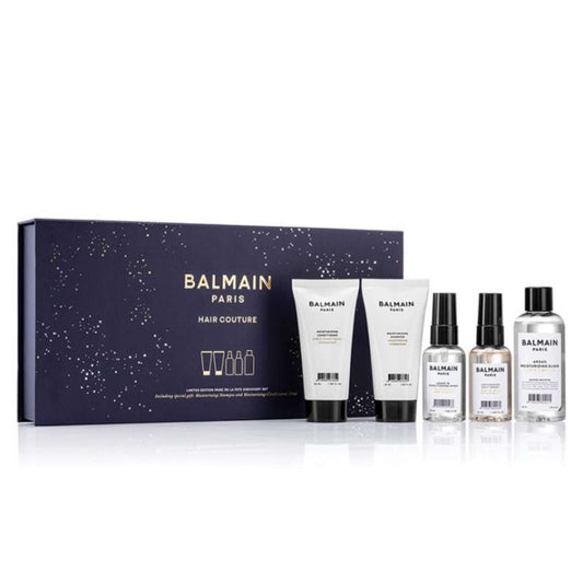 Set Balmain Professionnel: Moisturizing, Hair Shampoo, For Hydration, 50 ml + Moisturizing, Hair Conditioner, For Hydration, 50 ml + Balmain Professionnel, Salt Spray, For Definition & Texture, Light Hold, 50 ml + Argan Moisturising Elixir, Hair Oil, F...