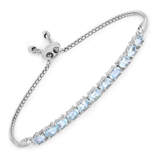 Brazalete de plata de ley .925 con aguamarina genuina de 2,20 quilates
