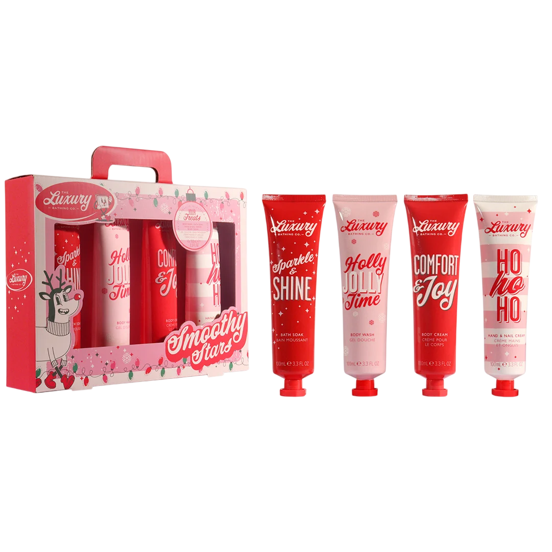 Set The Luxury Bathing Company: Candy Canes, Cocoa & Vanilla Swirl, Moisturizing, Hand Cream, 100 ml + Candy Canes, Cocoa & Vanilla Swirl, Hydrating & Softening, Body Cream, Daily, 100 ml + Candy Canes, Cocoa & Vanilla Swirl, Soothing, Bath Soak, 100 g...