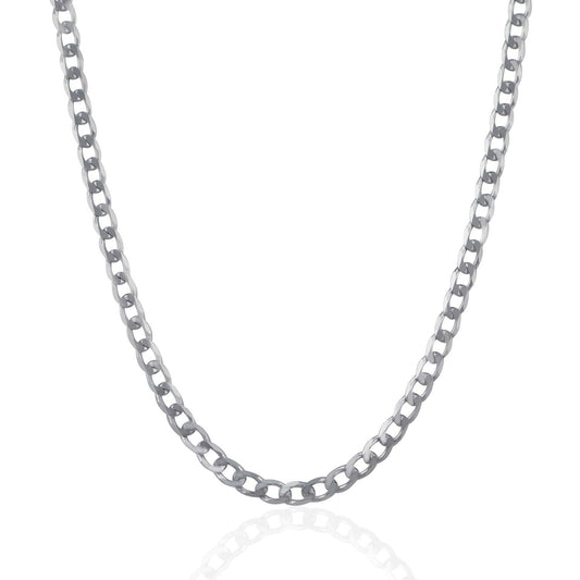 Cadena de estilo barbada de plata de ley de 4,7 mm con baño de rodio