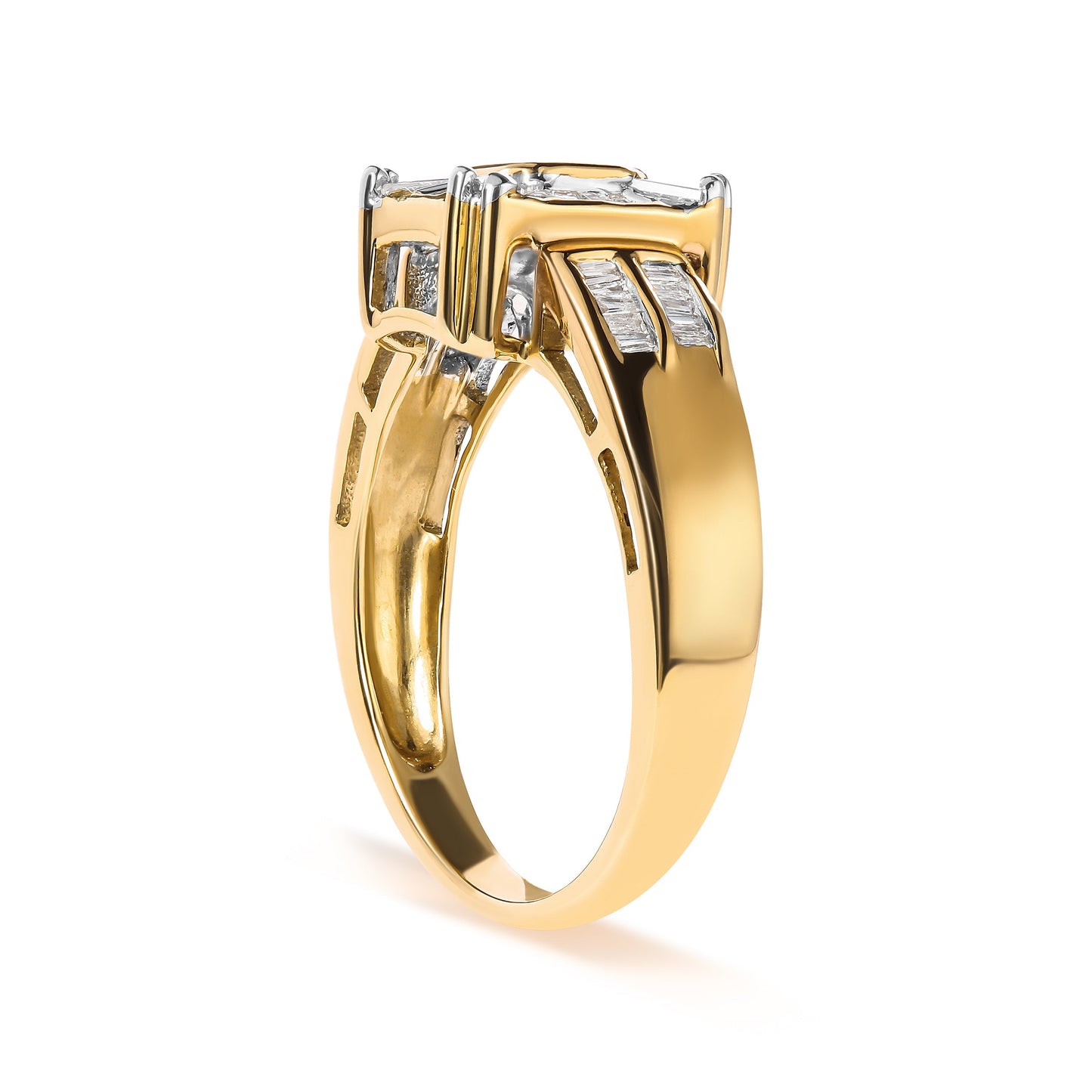 Anillo de oro amarillo de 10K con diamante de 1/2 quilate (peso total en quilates) compuesto y halo (color H-I, claridad SI1-SI2) - Talla 7