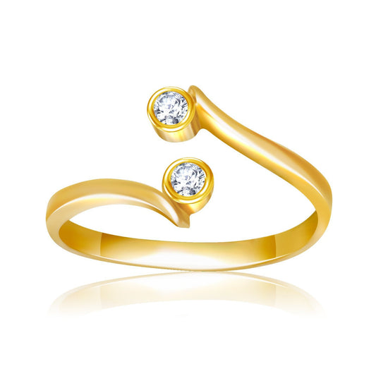 Anillo para el dedo del pie con curva de oro amarillo de 14k con circonitas cúbicas