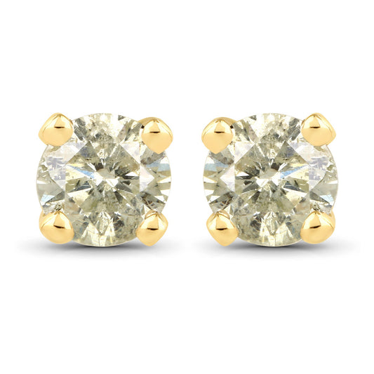 Pendientes de oro amarillo de 14K con diamantes LB genuinos de 0,92 quilates