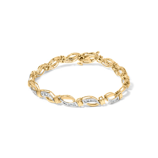 Pulsera de tenis de eslabones infinitos con diamantes engastados en canal de oro amarillo y blanco de 10K y 1/2 quilate (color H-I, claridad I1-I2) y 7"