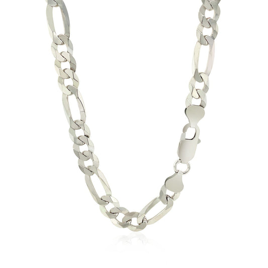 Cadena de plata esterlina de 8.1mm estilo fígaro con baño de rodio