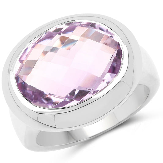 Anillo de plata de ley .925 con amatista rosa auténtica de 8,00 quilates