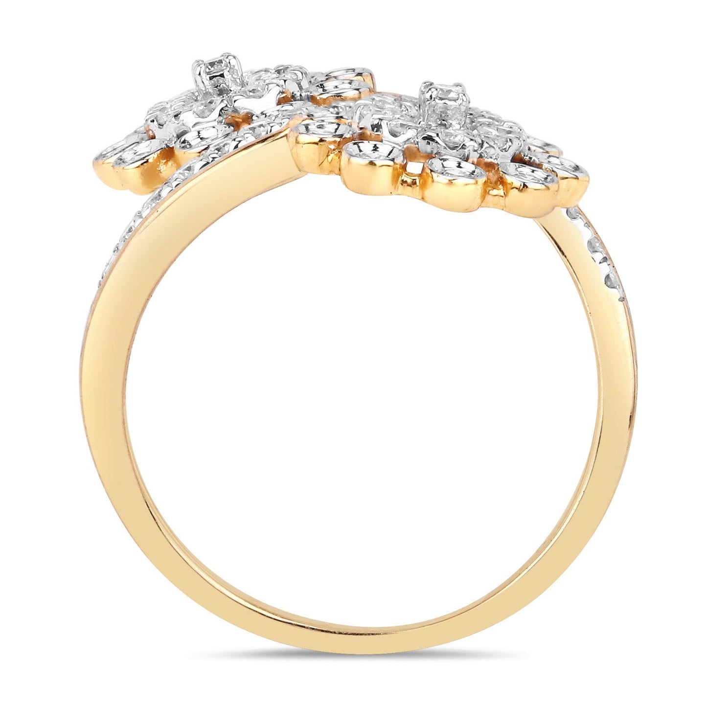 Anillo de oro amarillo de 14K con diamante blanco auténtico de 0.56 quilates (color E-F, claridad SI1-SI2)