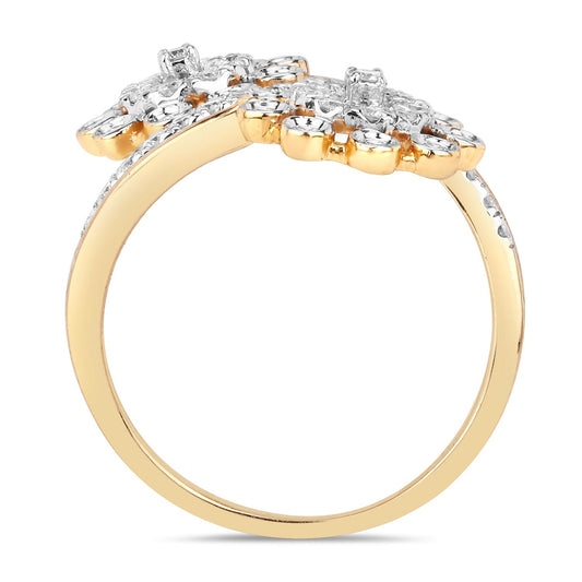 Anillo de oro amarillo de 14K con diamante blanco auténtico de 0.56 quilates (color E-F, claridad SI1-SI2)