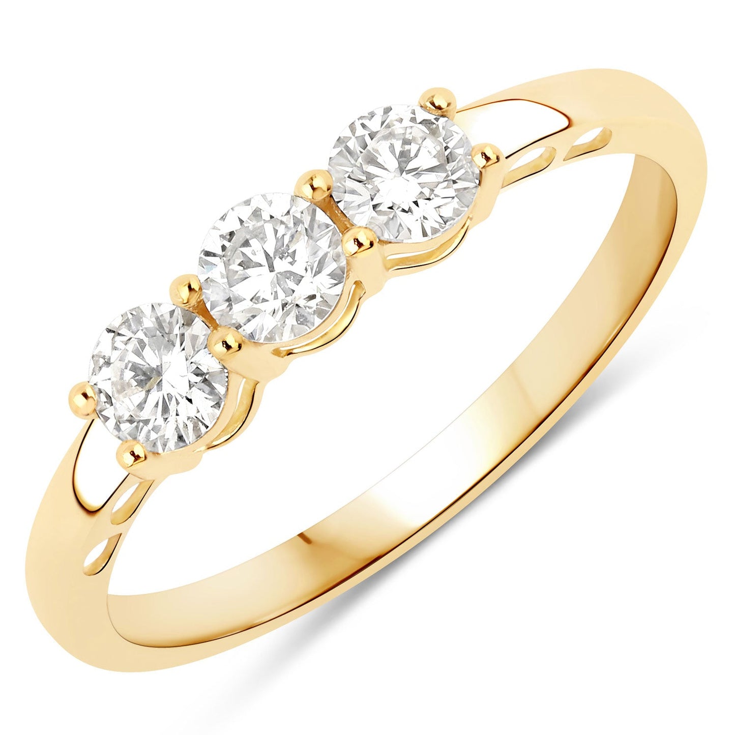 Anillo de oro amarillo de 14 quilates con diamante genuino de laboratorio cultivado de 0,51 quilates