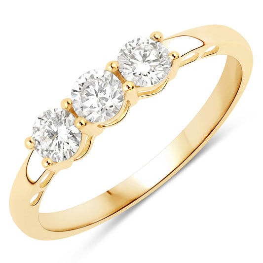Anillo de oro amarillo de 14 quilates con diamante genuino de laboratorio cultivado de 0,51 quilates