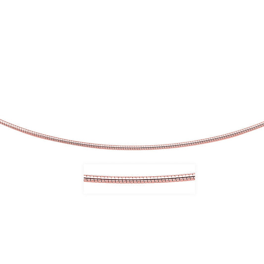 Cadena estilo Omega redonda de oro rosa de 14k