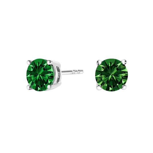 14K White Gold 1/2 Cttw Lab Grown Green Diamond Classic Solitaire Stud Earrings with Pushback - view 2