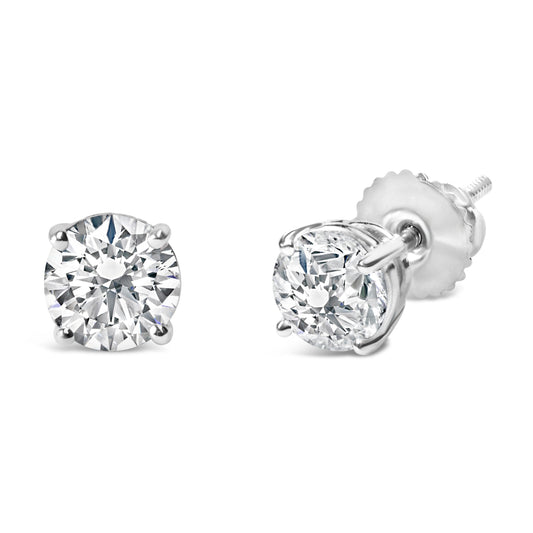 14K White Gold 1.00 Cttw Lab Grown Diamond Solitaire Stud Earrings - view 2