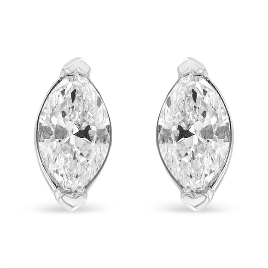 14K White Gold 4/5 Cttw Marquise Lab Grown Diamond Solitaire Stud Earrings - view 2