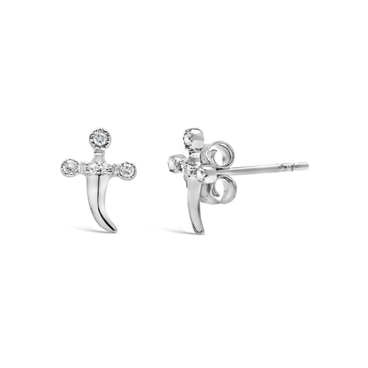 .925 Sterling Silver Diamond Accent Knife Earrings (H-I Color, I2-I3 Clarity) - view 2