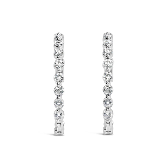Aretes de aro reversibles de oro blanco de 14K con diamantes cultivados en laboratorio de 5.00 quilates